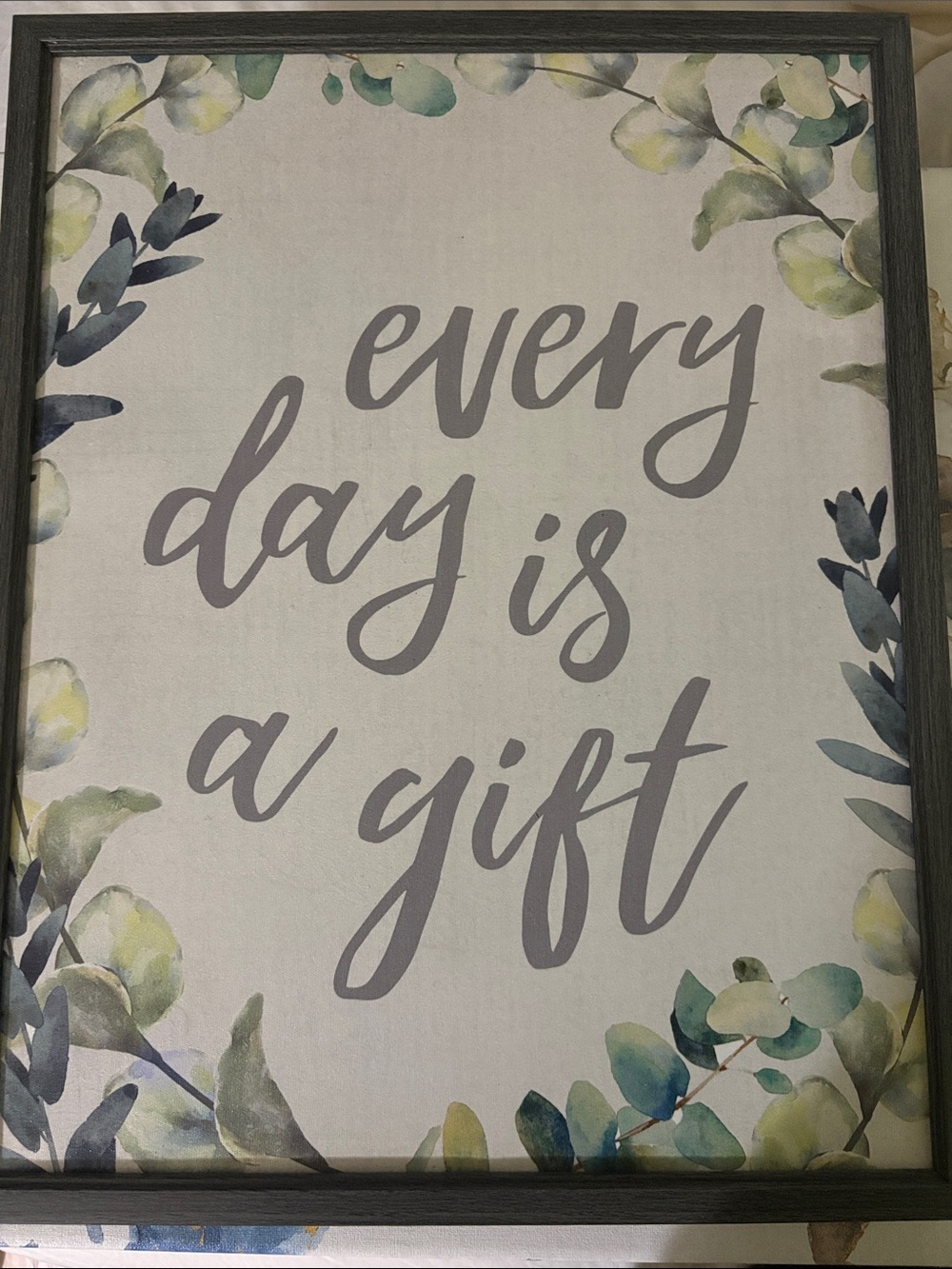Every Day Is a Gift Framed Wall Art - Botanical Script